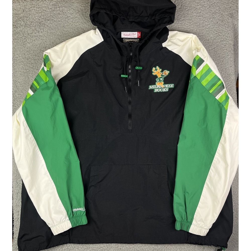Vintage Hardwood Classic Mitchell & Ness Milwaukee Bucks Jacket Coat Men's 5XL